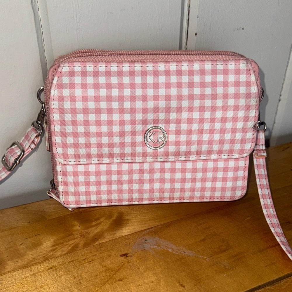 Pink Checkered Crossbody Bag